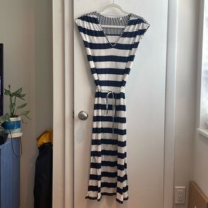 Sita Murta Navy and white tie front midi dress small